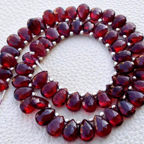 Brand New, 4 Matched Pairs,Pyrope Red Garnet Faceted Pear Shape Briolettes, 7x10mm size,Amazing Rare Quality Garnet Matched Pairs.