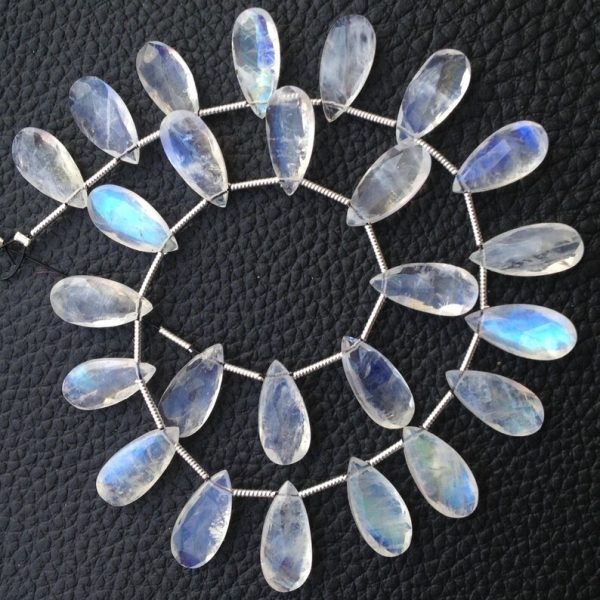 Brand New, 10 Matched pairs,Extremely Blue FLASHY RAINBOW Moonstone Faceted Pear Shape, 15x7mm,AMAZING