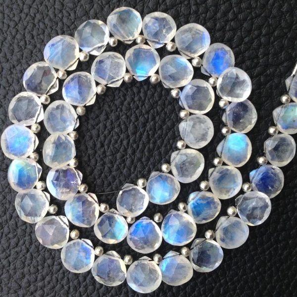 Brand New, 5 Matched pairs,Extremely Blue FLASHY RAINBOW Moonstone Faceted Heart Shape, 8x8mm,AMAZING