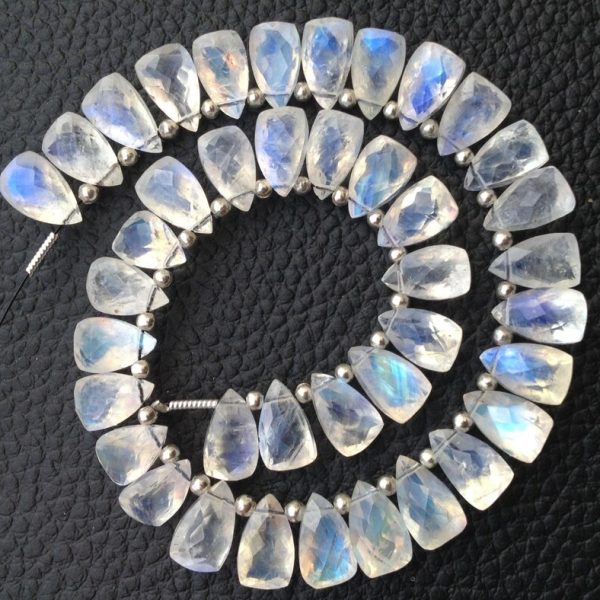 Brand New, Extremely Blue FLASHY RAINBOW Moonstone Faceted Pyramid Shape, 10x6mm,AMAZING