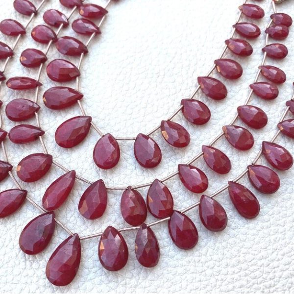 Brand New,Finest Quality, Full 8 Inch Full Strand,Natural Dyed RUBY Faceted Pear,14-10mm Size,Amazing Item at Low Price.