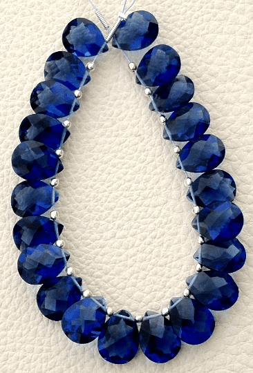 6 Inch Full Strand, KASHMIR BLUE Quartz Faceted Cut Pear Shape Briolettes,12x9mm Size,Finest Item at Low Price