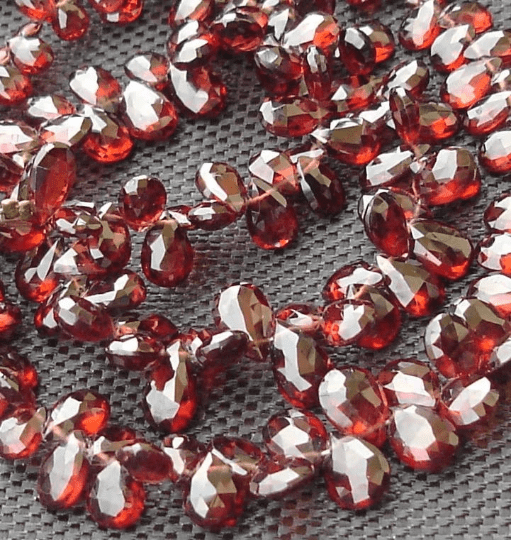 8 Inches, SUPERB Very- Very-Finest AAAAA Quality, PYROPE Red Garnet Faceted Pear Briolettes, 7-8mm aprx.