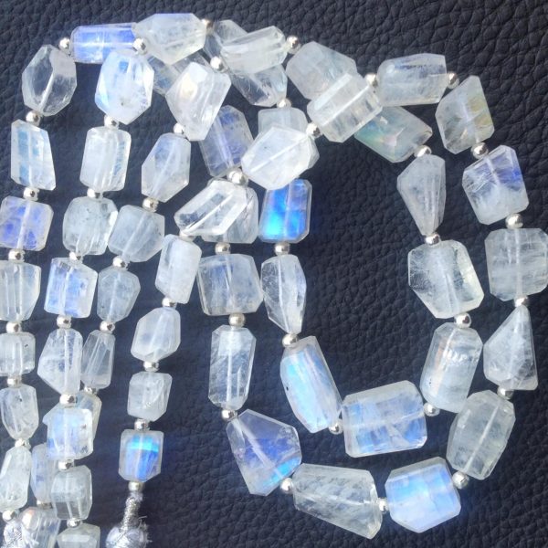 Brand New, Amazing Blue Flashy RAINBOW MOONSTONE Faceted Nuggets ,8-14mm,Full 8 Inch Strand,Amazing Rare Item