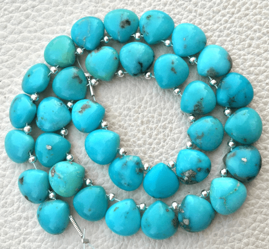 4 Matched Pair, NATURAL Sky Blue Turquoise Smooth Heart Shape Briolettes, 10x10mm size.Superb Item at Low Price