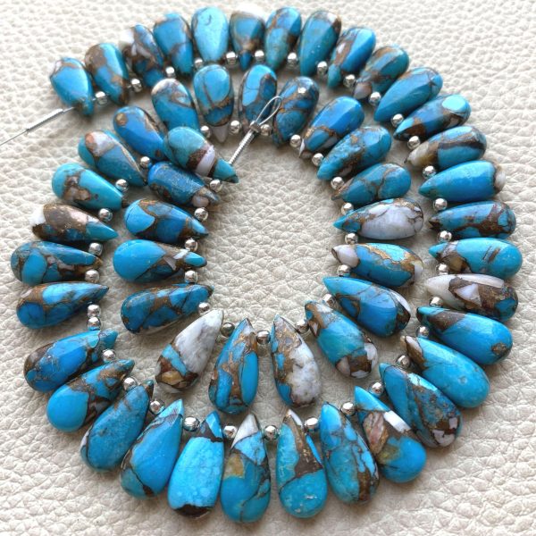 10 Pieces RARE OYSTER COPPER Turquoise Smooth Pear Shape Briolettes, 15x7mm size.Superb Item at Low Price,Special Price