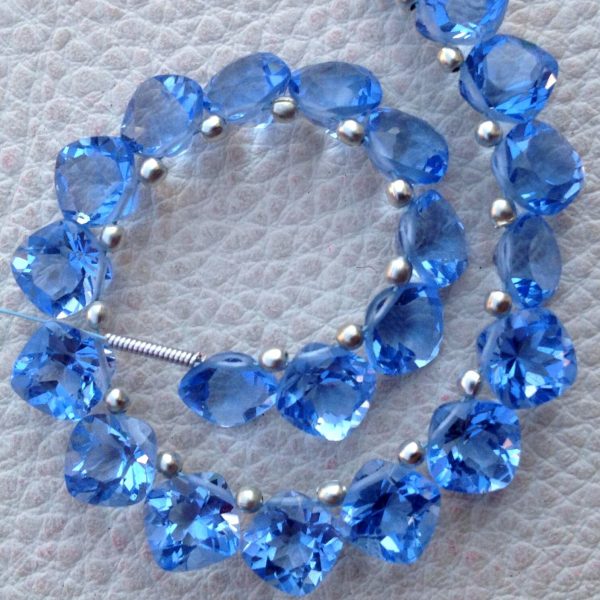 Brand New, Full 6 Inch Strand, TANZANITE BLUE QUARTZ Faceted Cut Cushion Shape Briolettes,8x8mm size,Superb Item at Low Price