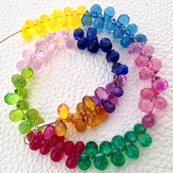FULL Strand, 100 Pcs of Extremely Beautiful Multi Color Corundum QUARTZ,Micro Faceted Tear Drop Briolette 6mm Long aprx.