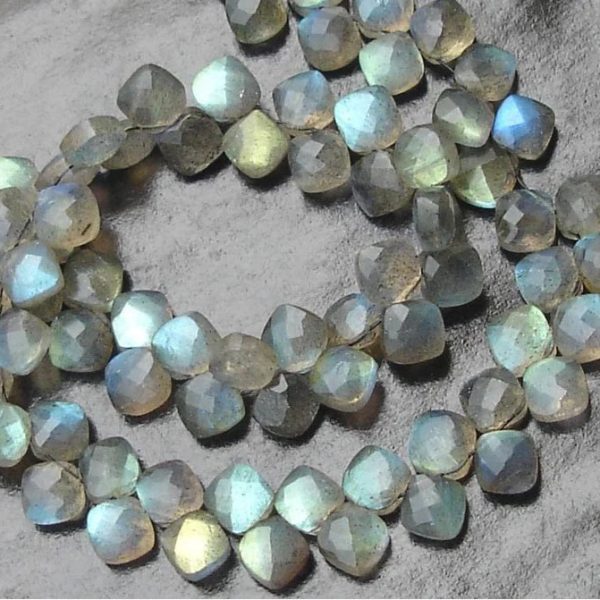 FULL Strand,Gorgeous Quality,Blue Flashy LABRADOLRITE Faceted Cut CUSHION Shape Briolettes,6x6mm Size,Great Item