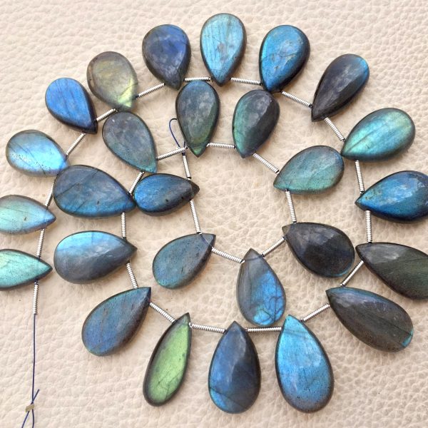 Giant Size, 14-20mm Long Pear-Finest-Superb-BLUE FLASHY LABRADORITE Elongated Smooth Pear Shape Briolettes,