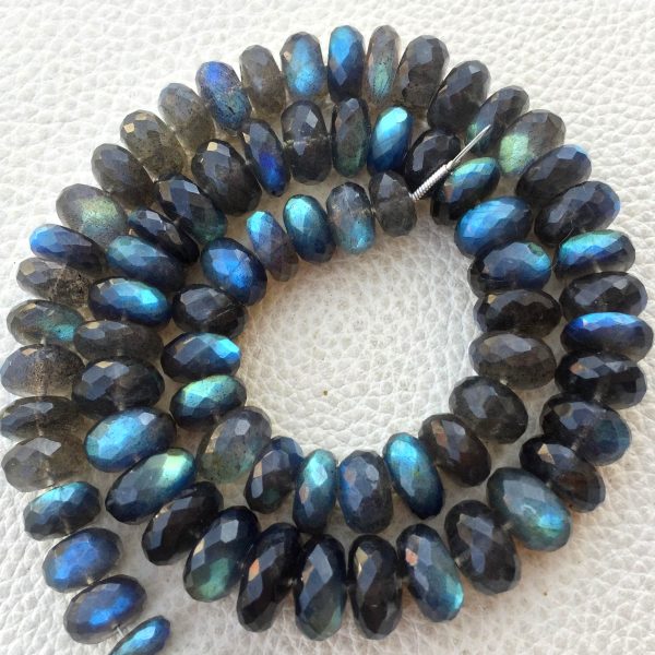 Huge Size, 8-8.5mm Size, 8 Inch Strand OF RARE Blue Flashy Labradorite Faceted Rondells,Great Item