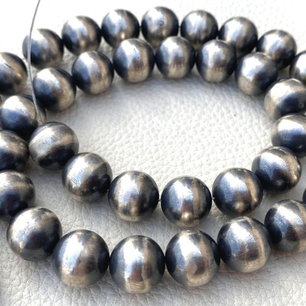 8mm 925 Sterling Silver Navajo Pearls, Oxidized Seamless Round Beads Spacers, 5 Inch String At WHOLESALE PRICE