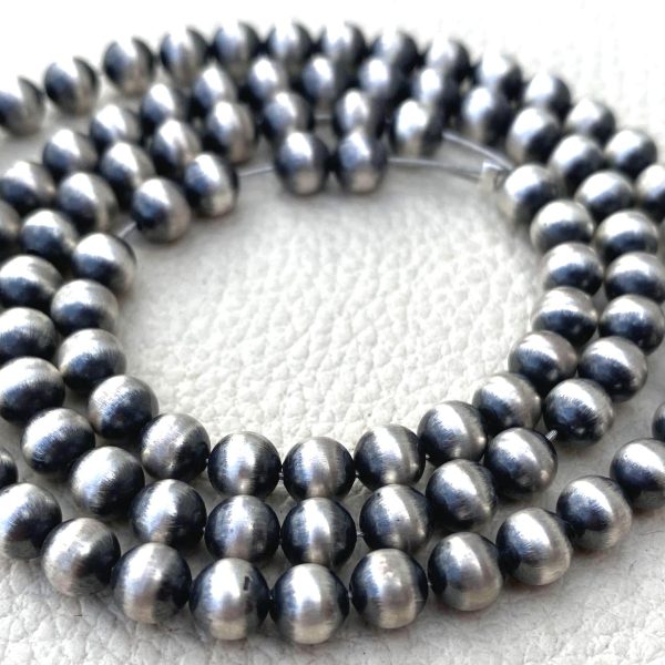 5mm 925 Sterling Silver Navajo Pearls, Oxidized Seamless Round Beads Spacers, 5 Inch String At WHOLESALE PRICE