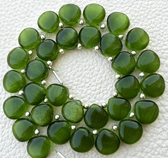5 Matched Pairs,CHROME GREEN Cat's Eye Quartz Smooth Heart 10x10mm,Finest Items at Low Price