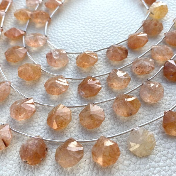 Rare Concave Cut, Brand New, Full 7 Inch Strand,Natural Orange MOSS AGATE Concave Heart Shape Briolettes,12-10mm Size,Finest Item