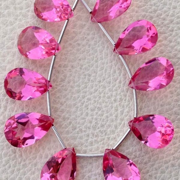 NEW PINK quartz Cut Pear Briolettes,15x10mm Long,Superb-FINEST-aaa Quality,very Low Price