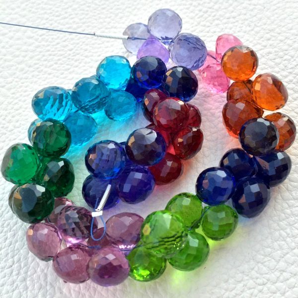 New Arrival, 5 Inch Strand, MULTI COLORS Quartz Micro Faceted Onions Shape Briolettes,8-10mm size,Superb Item at Low Price