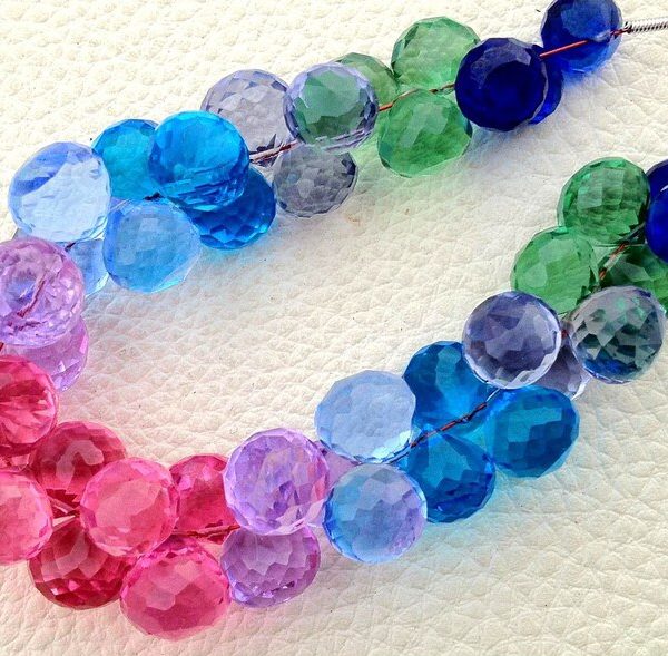 New Arrival, 4 inch Strand, MULTI COLORS Quartz Micro Faceted Onions Shape Briolettes,8-10mm size,Superb Item at Low Price