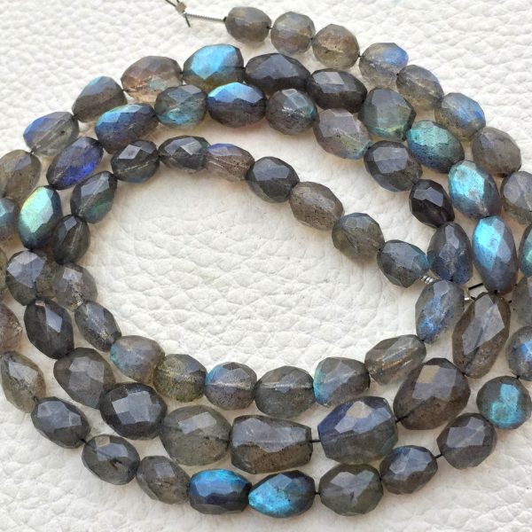 Oval Nuggets,Full 14 Inch Long Strand,Brand New, Amazing Blue Flashy Labradorite Faceted Nuggets,10-8mm Size,Amazing.