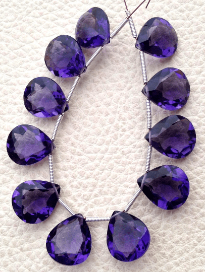 Brand New,4 Matched pairs, Superb AMETHYST Quartz, New Cut Faceted Heart Shape Briolettes,12x14mm Long,Superb