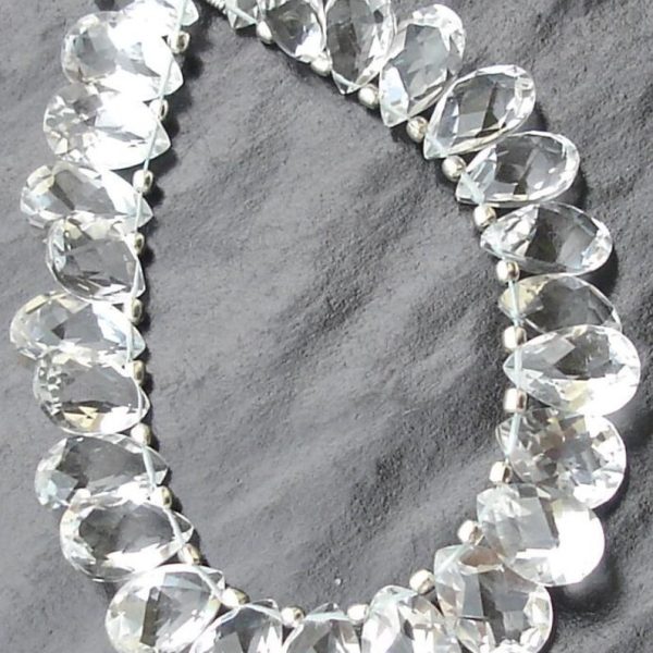 ROCK CRYSTAL Quartz , Full Strand,9x12mm, AAA Quality, Faceted Cut Stone Pear Shaped Briolettes,Finest Quality