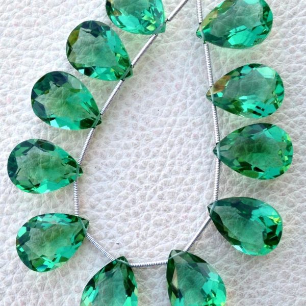 3 Matched pairs, Superb NEW GREEN Quartz, New Cut Faceted Pear Shape Briolettes,18x13mm Long,Superb