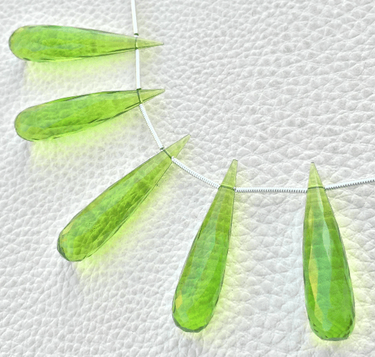 Brand New,2 Matched Pairs,Parrot Green Quartz, 35mm Long Drops,Finest Item