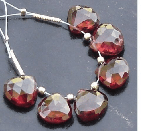 3 Matched pair of Gorgeous Item,Best AAA Quality, 8X8mm, MOZAMBIQUE GARNET Faceted Heart Briolettes,Best Matched Pairs
