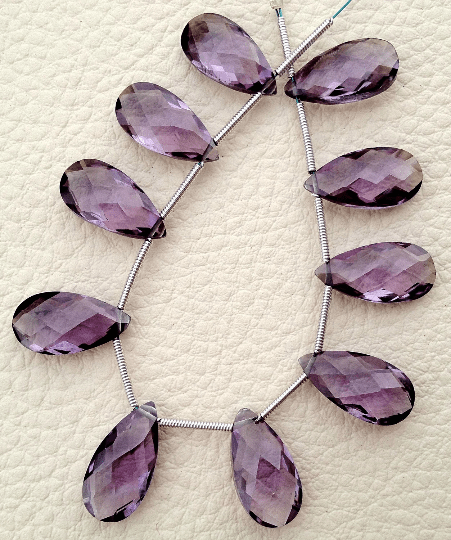 4 Matched pairs, Superb New COLOR CHANGE ALEXANDRITE Quartz Faceted Pear Shape Briolettes,16X10mm Size,Finest Item