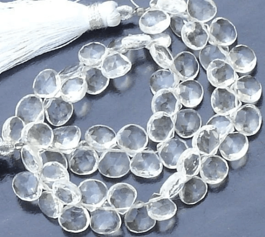 Amazing Sparkling-WHITE TOPAZ Faceted Heart  briolettes, 20 pieces of aprx. 7mm long,Superb Item