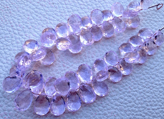 Brand New, 1/2 Strand, Superb New Morganite PINK AQUAMARINE Quartz, Faceted Pear Shape Briolettes,10-12mm Long,Superb