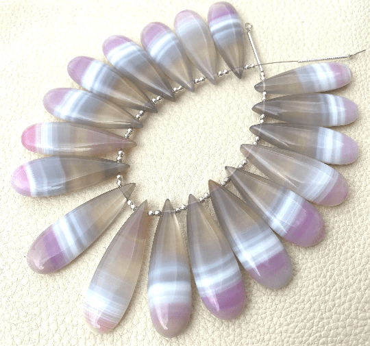 Brand New, 3 Matched Pairs, 35x12mm Long aprx.DESIGNER SHADED Chalcedony Smooth Pear Briolettes,Amazing Item at Low Price