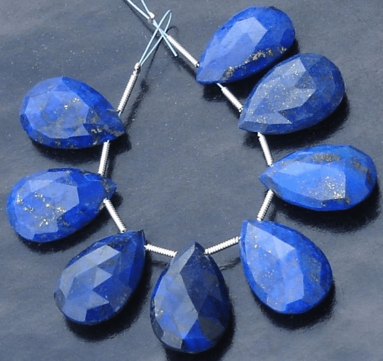 20x13MM, 4 Matched Pair, AAA Quality LAPIS Lazuli FacetedPear Shape Briolettes, Gorgeous Item.