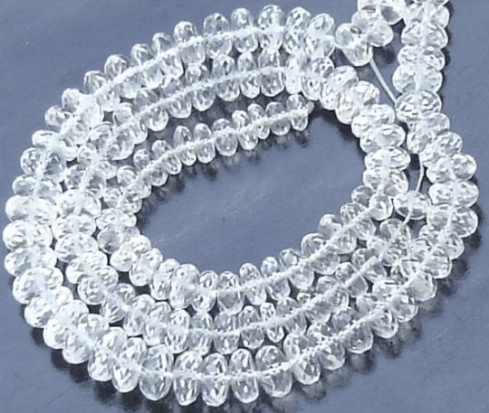New Arrival,Half Strand, WHITE TOPAZ MICRO Faceted Rondells, Flawless White Topaz , 25 pieces of aprx. size of 6-7mm.