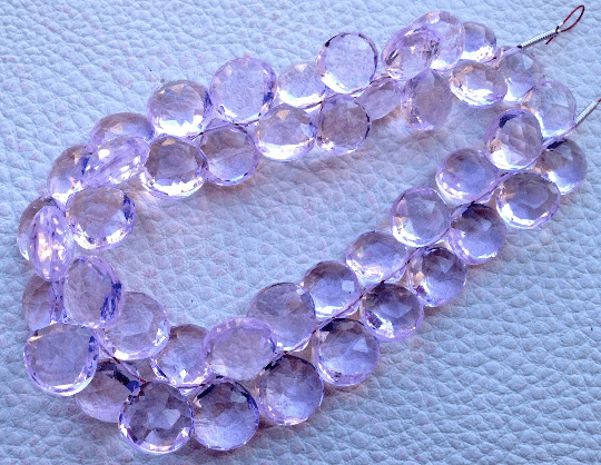 Brand New, 1/2 Strand, Superb New Morganite PINK AQUAMARINE Quartz, Faceted Heart Shape Briolettes,10-11mm Long,Superb