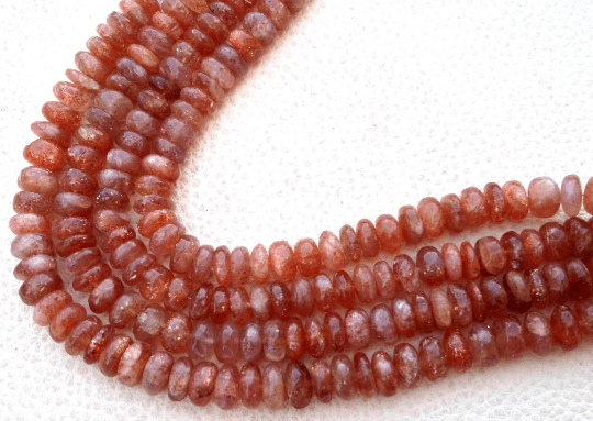 Superb-Finest, Full 8 Inch Strand,8-7mm size,SUNSTONE SMOOTH Rondells,Amazing Quality Rare Item at Low Price