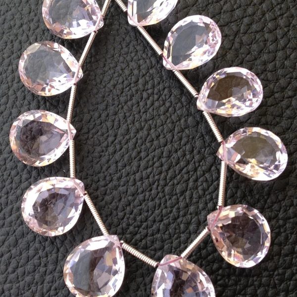 5 Matched pairs, Superb New MORGANITE PINK AQUAMARINE Quartz, New Cut Faceted Heart Shape Briolettes,12x14mm Long,Superb