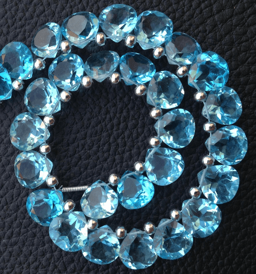 30 Pieces,Brand New Item, SKY BLUE Quartz Faceted Cut Heart Shape Briolettes,8x8mm size,Superb Item at Low Price
