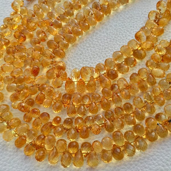 Wholesale Offer, Gorgeous CITRINE Micro Faceted Drops Shaped Briolettes,8-9mm Long,GREAT PRICE