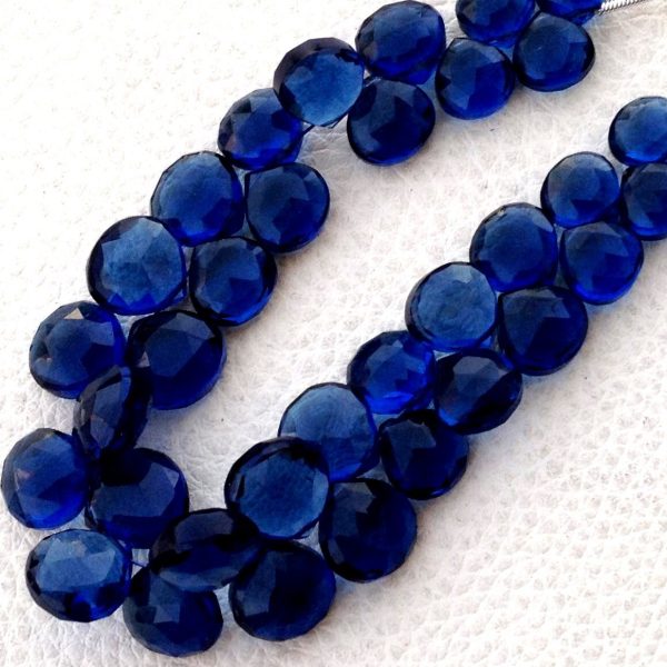 Full 8 Inch Long Strand, KASHMIR BLUE QUARTZ Quartz Faceted Heart Shape Briolettes,8mm size,Superb Item at Low Price