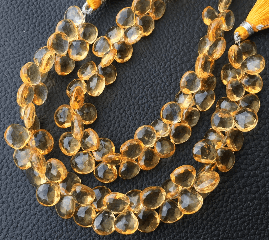Brand New, 20 Pieces Strand,9-10mm Giant size, Natural CITRINE Faceted Heart Shape Briolettes,Amazing Item at Low Price.