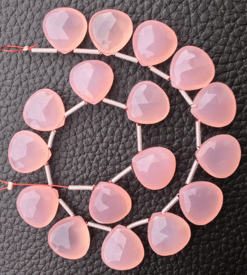 Brand New, 10 Matched Pairs,12x12mm  ROSE PINK Chalcedony Faceted Heart Briolettes,Amazing Item at Low Price