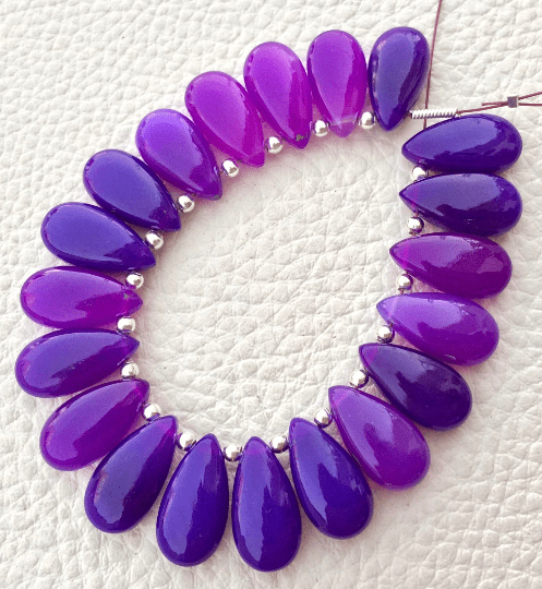 Brand New, 5 Matched Pairs, 15x7mm Long aprx.,Amethyst Purple Chalcedony Smooth Pear Briolettes,Amazing Item at Low Price