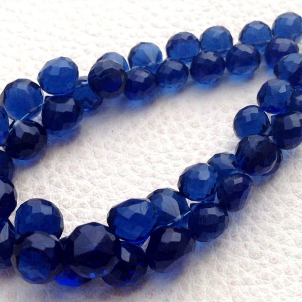 New Arrival, 1/2 Strand, KASHMIR BLUE Quartz Micro Faceted Onions Shape Briolettes, 6-8mm size,Superb Item at Low Price