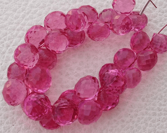 Full 8 Inch Long Strand,NEW PINK Quartz Micro Faceted Onions Shape Briolettes,7-8mm size,Superb Item at Low Price