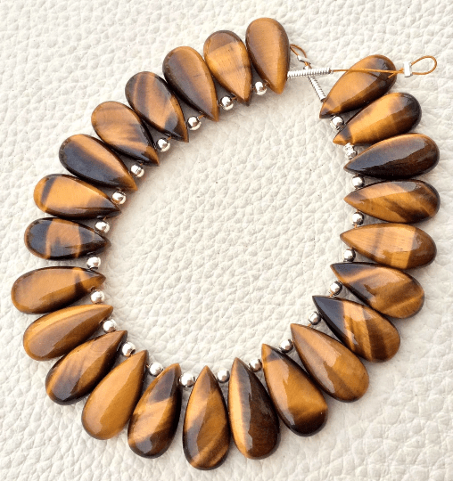4 Matched Pair, NATURAL AFRICAN Tiger Eye Smooth PEAR Shape Briolettes, 15x7mm size.Superb Item at Low Price