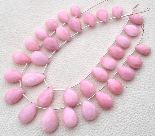 New Arrival, TOP Rare QUALITY,Amazing PERUVIAN Pink Opal Faceted Pear Briolettes, 14-16mm Long,Great Quality at Low Price
