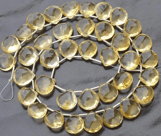 Brand New, Full 8 Inch Strand,9-10mm Giant size, Natural CITRINE Faceted Heart Shape Briolettes,Amazing Item at Low Price.