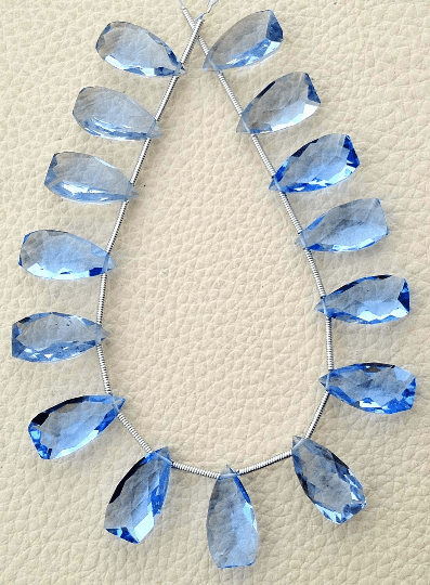 5 Matched pairs, TANZANITE Blue Quartz Faceted PYRAMID Shape Briolettes,16X8mm Size,Finest Item at Low Price