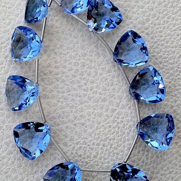 4 Matched pairs, Superb NEW Tanzanite Blue Quartz Faceted CUT Trillion Shape Briolettes,12X12mm Size,Finest Item